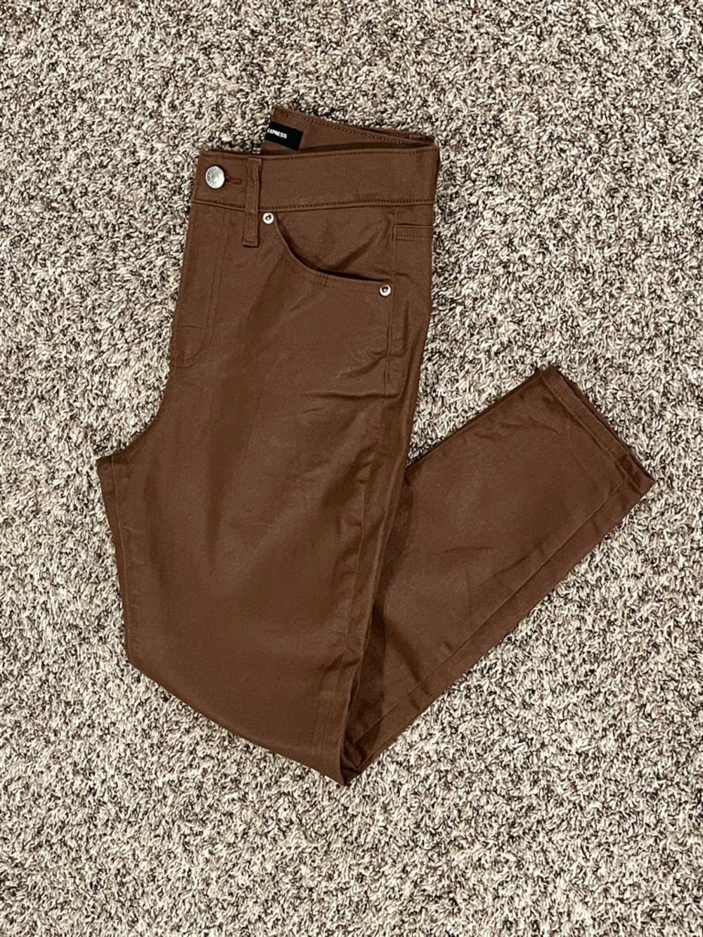 Express Cropped Foil-Coated Skinny Pants
